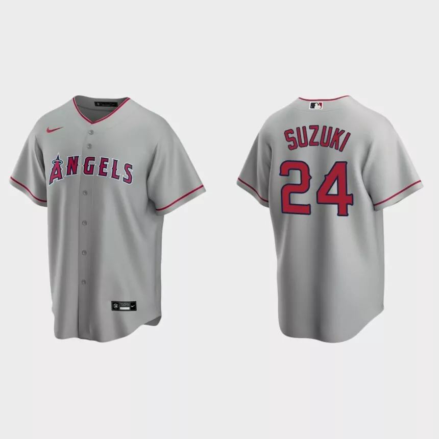 Men’s Los Angeles Angels Kurt Suzuki Gray Replica Road Jersey
