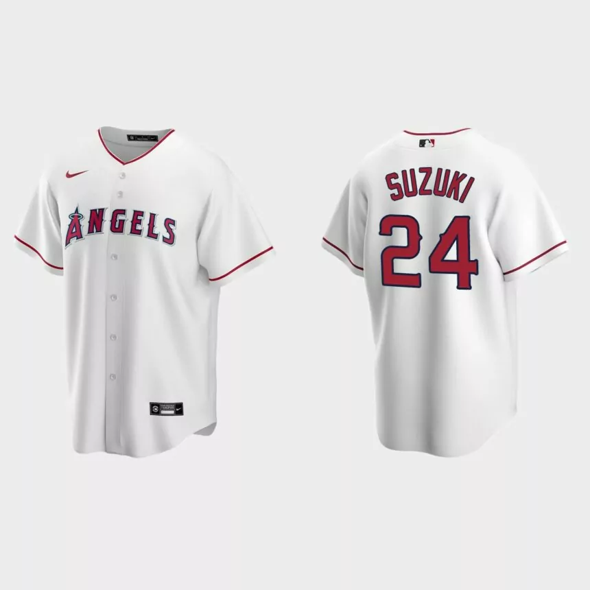 Men’s Los Angeles Angels Kurt Suzuki White Replica Home Jersey