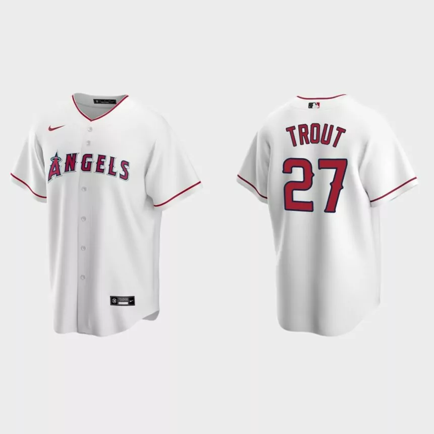 Men’s Los Angeles Angels Mike Trout Home Replica Jersey – White