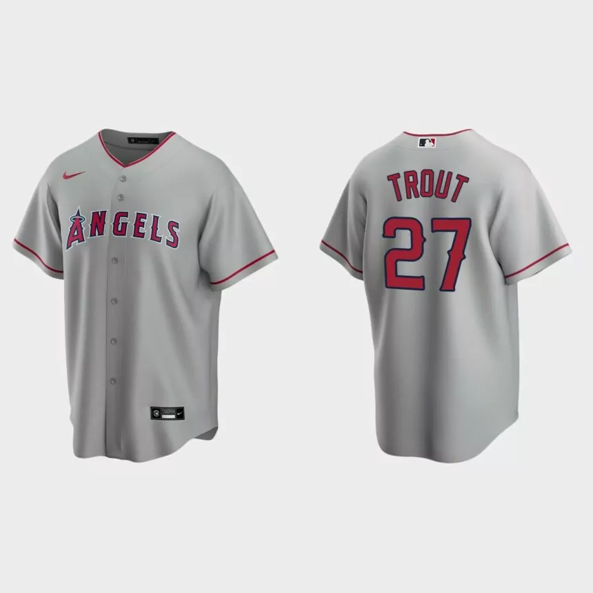 Men’s Los Angeles Angels Mike Trout Road Replica Jersey – Gray