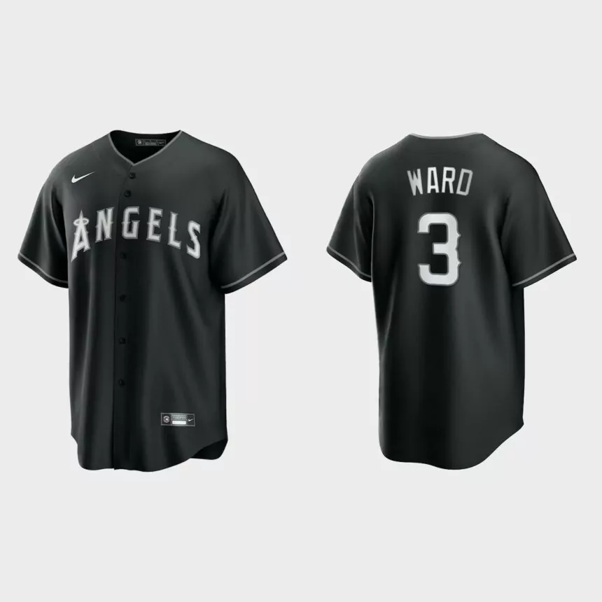 Men’s Los Angeles Angels Taylor Ward Black White 2021 All Black Fashion Replica Jersey