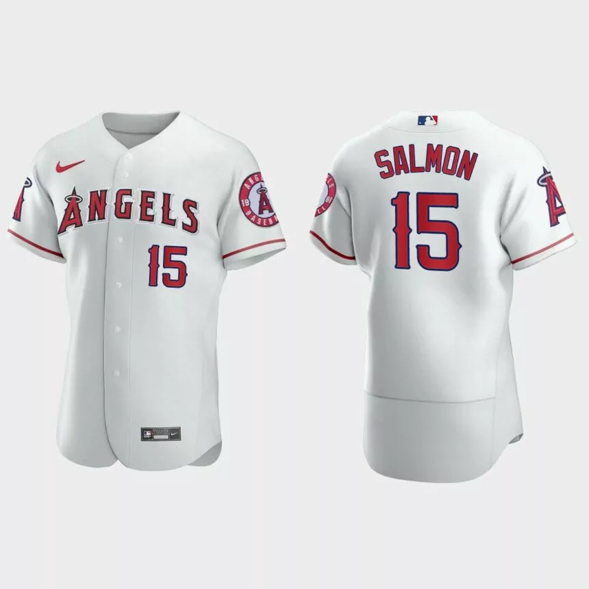 Men’s Los Angeles Angels Tim Salmon White Authentic Retired Player Jersey