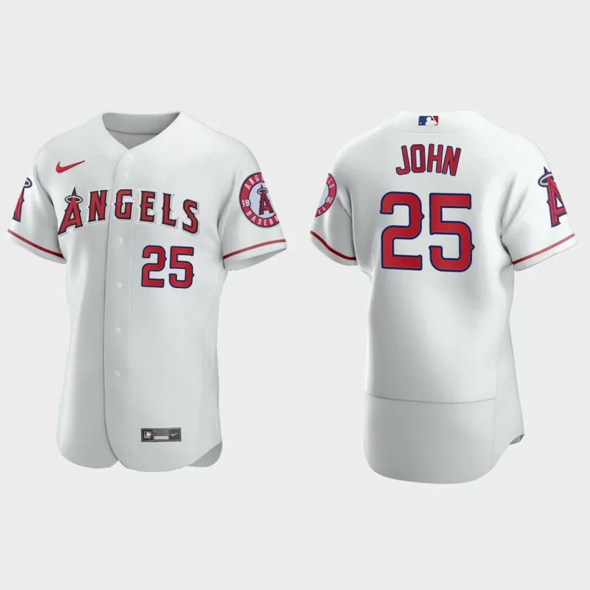 Men’s Los Angeles Angels Tommy John White Authentic Retired Player Jersey