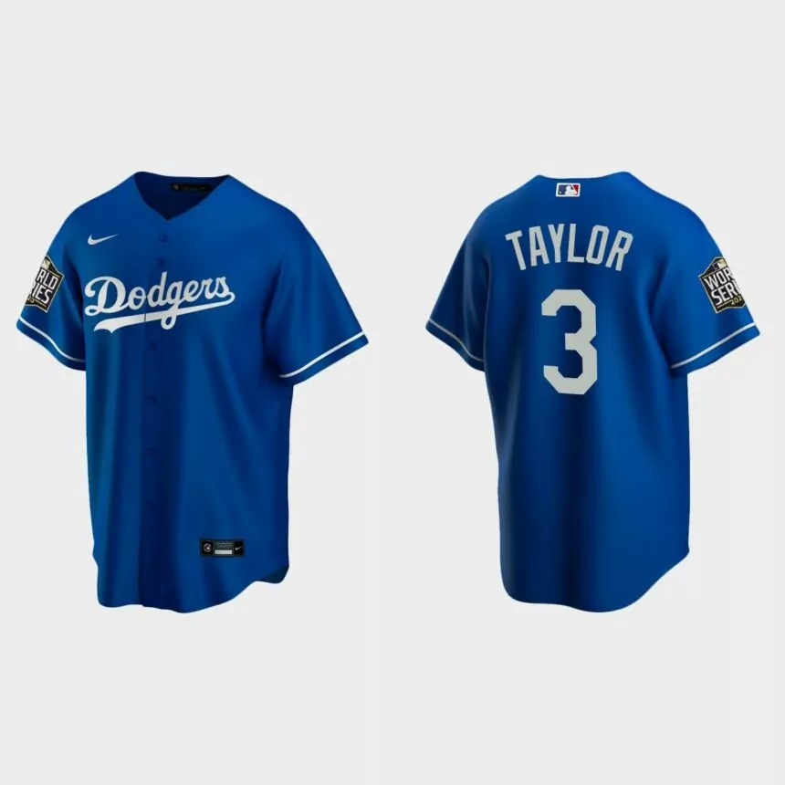 Men’s Los Angeles Dodgers #3 Chris Taylor Replica 2020 World Series Alternate Jersey – Royal