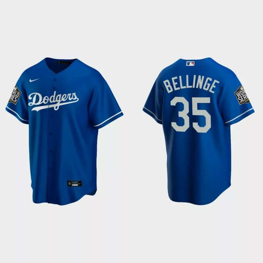 Men’s Los Angeles Dodgers #35 Cody Bellinger Replica 2020 World Series Alternate Jersey – Royal