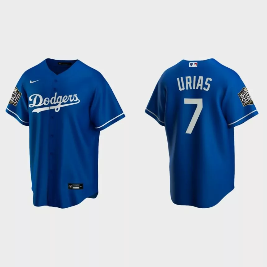 Men’s Los Angeles Dodgers #7 Julio Urias Replica 2020 World Series Alternate Jersey – Royal