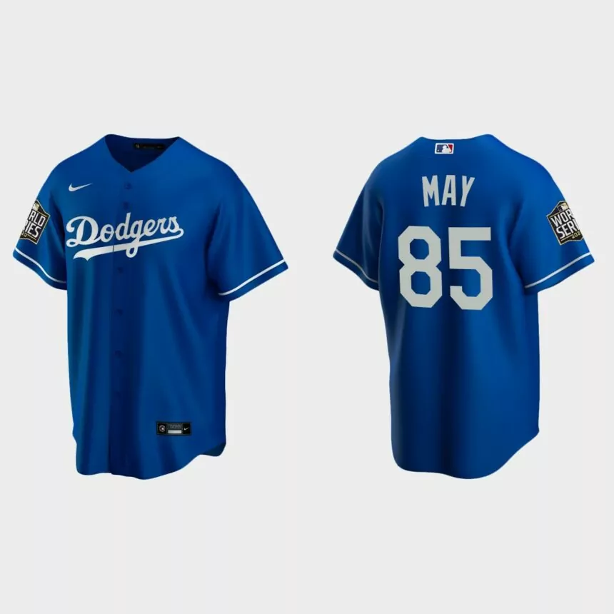 Men’s Los Angeles Dodgers #85 Dustin May Replica 2020 World Series Alternate Jersey – Royal
