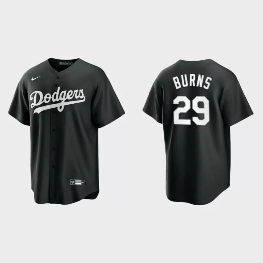 Men’s Los Angeles Dodgers Andy Burns Black White 2021 All Black Fashion Replica Jersey