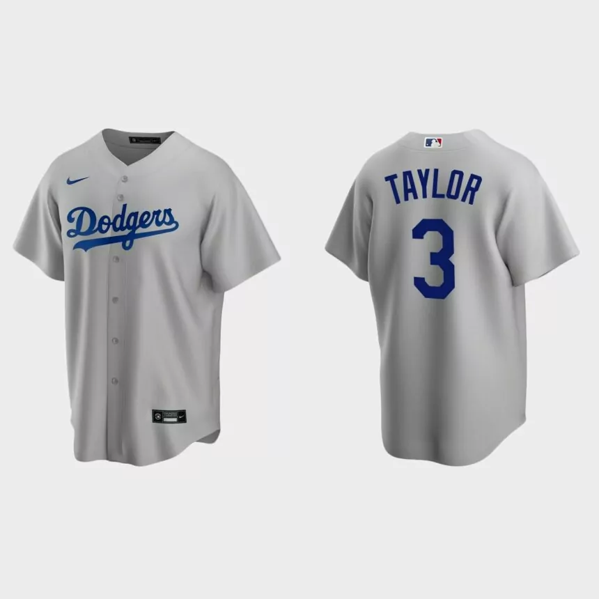 Men’s Los Angeles Dodgers Chris Taylor Alternate Replica Jersey – Gray