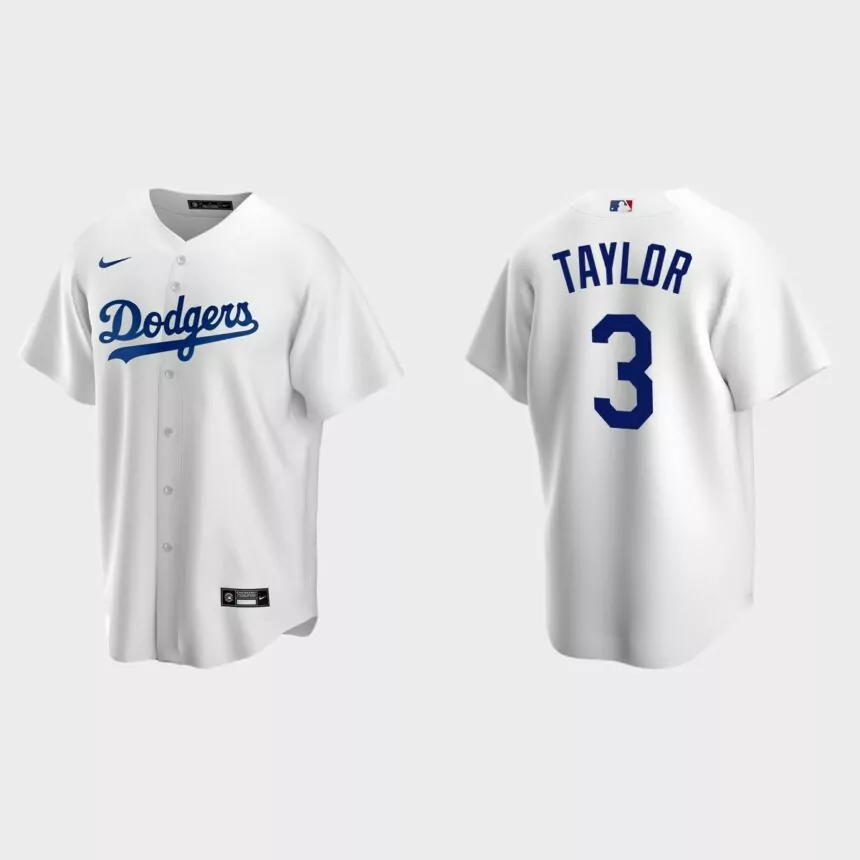 Men’s Los Angeles Dodgers Chris Taylor Home Replica Jersey – White