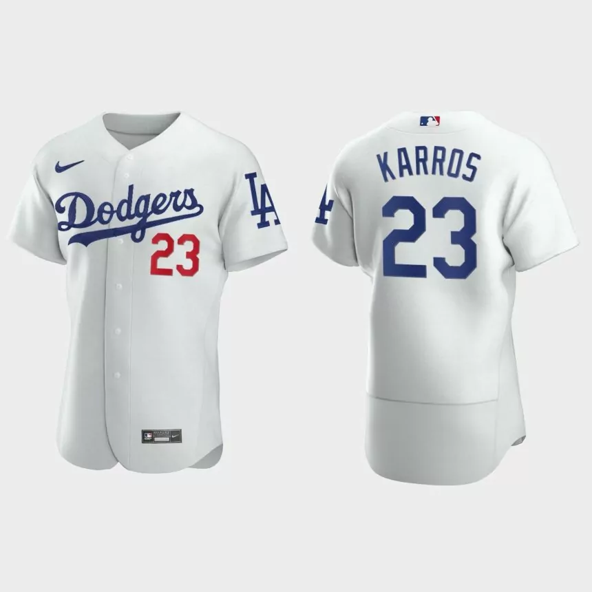 Men’s Los Angeles Dodgers Eric Karros White Authentic Retired Player Jersey