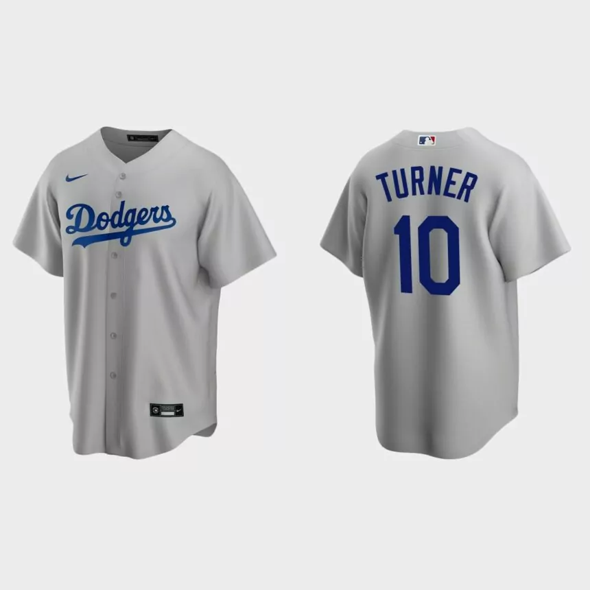 Men’s Los Angeles Dodgers Justin Turner Alternate Replica Jersey – Gray