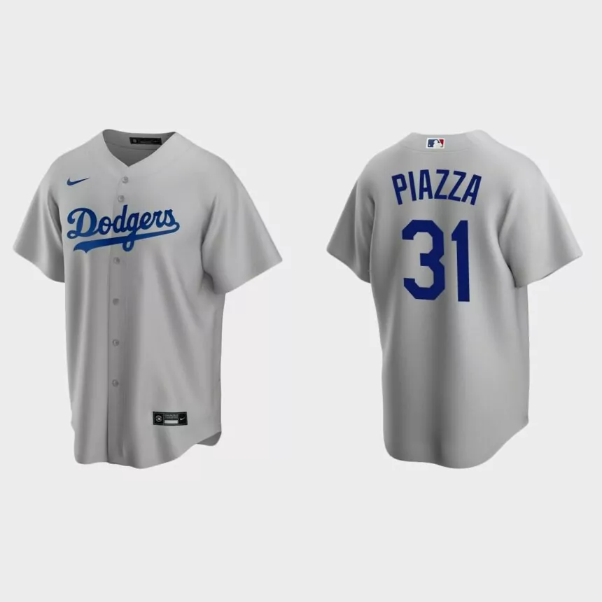 Men’s Los Angeles Dodgers Mike Piazza Alternate Replica Jersey – Gray