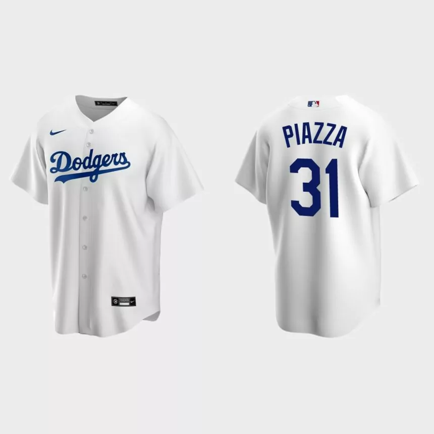 Men’s Los Angeles Dodgers Mike Piazza Home Replica Jersey – White