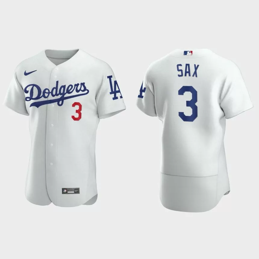 Men’s Los Angeles Dodgers Steve Sax White Authentic Retired Player Jersey