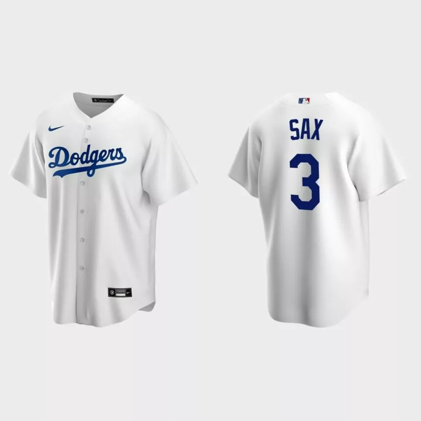 Men’s Los Angeles Dodgers Steve Sax White Replica Retired Player Jersey