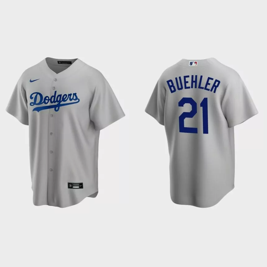 Men’s Los Angeles Dodgers Walker Buehler Alternate Replica Jersey – Gray