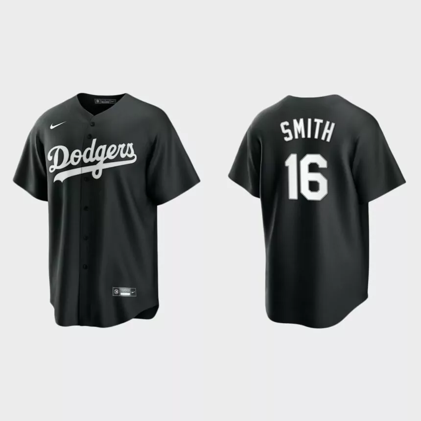 Men’s Los Angeles Dodgers Will Smith Black White 2021 All Black Fashion Replica Jersey