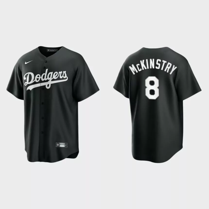 Men’s Los Angeles Dodgers Zach McKinstry Black White 2021 All Black Fashion Replica Jersey