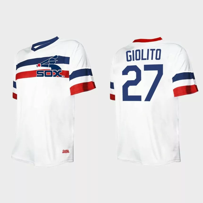 Men’s Lucas Giolito Chicago White Sox Cooperstown Collection V-Neck Jersey – White