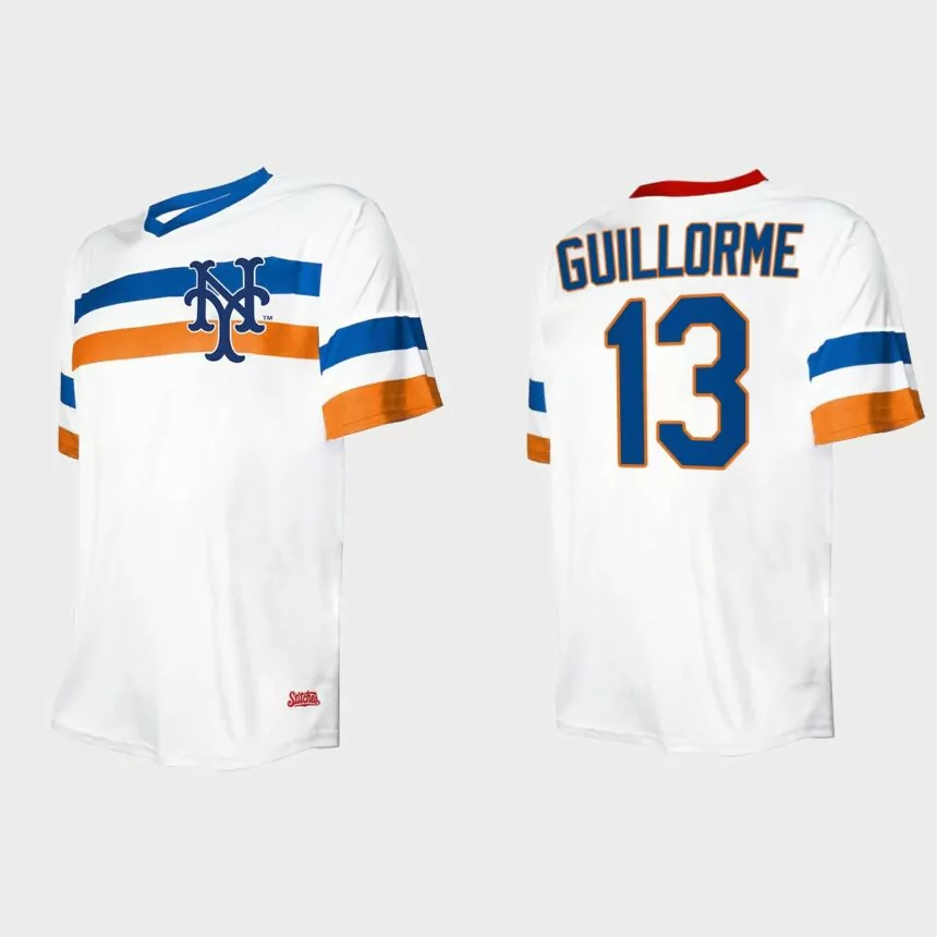 Men’s Luis Guillorme New York Mets Cooperstown Collection V-Neck Jersey – White