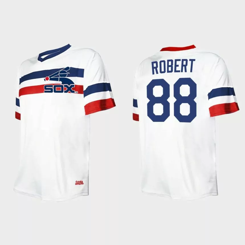 Men’s Luis Robert Chicago White Sox Cooperstown Collection V-Neck Jersey – White