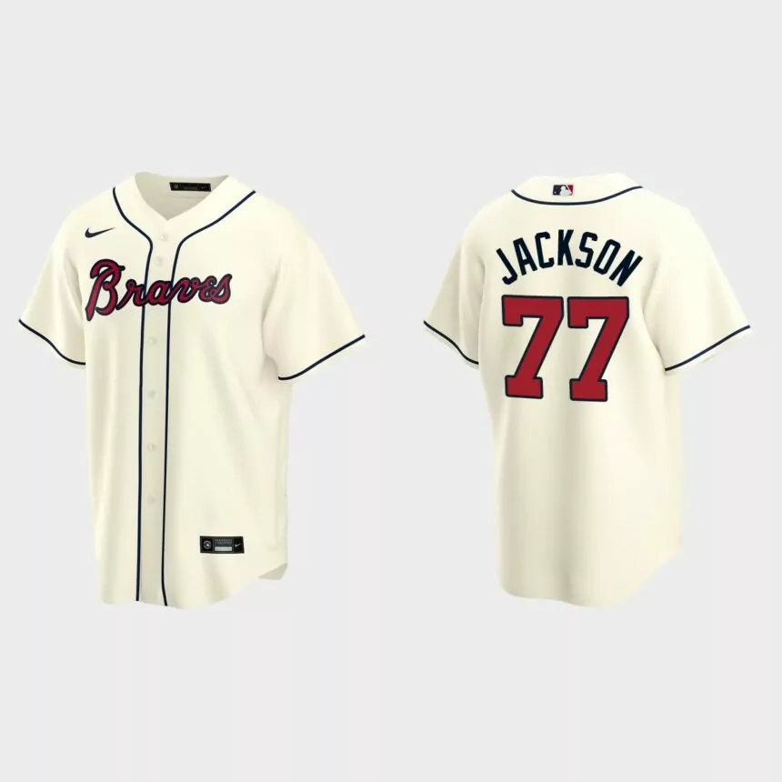 Men’s Luke Jackson Atlanta Braves Alternate Replica Jersey – Cream