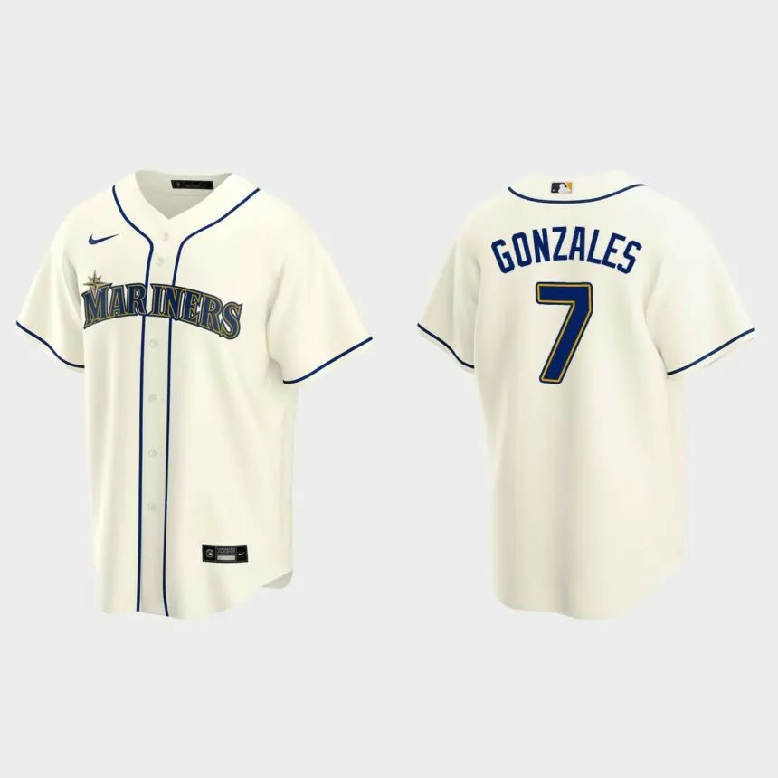 Men’s Marco Gonzales #7 Seattle Mariners Alternate Replica Jersey – Cream