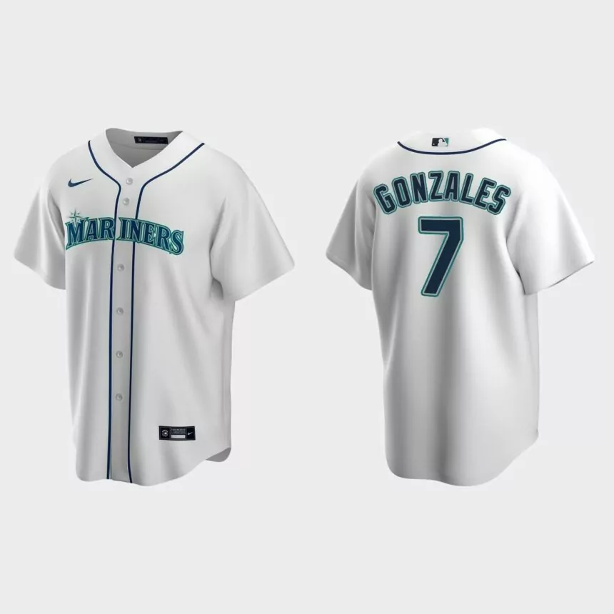 Men’s Marco Gonzales #7 Seattle Mariners Home Replica Jersey – White