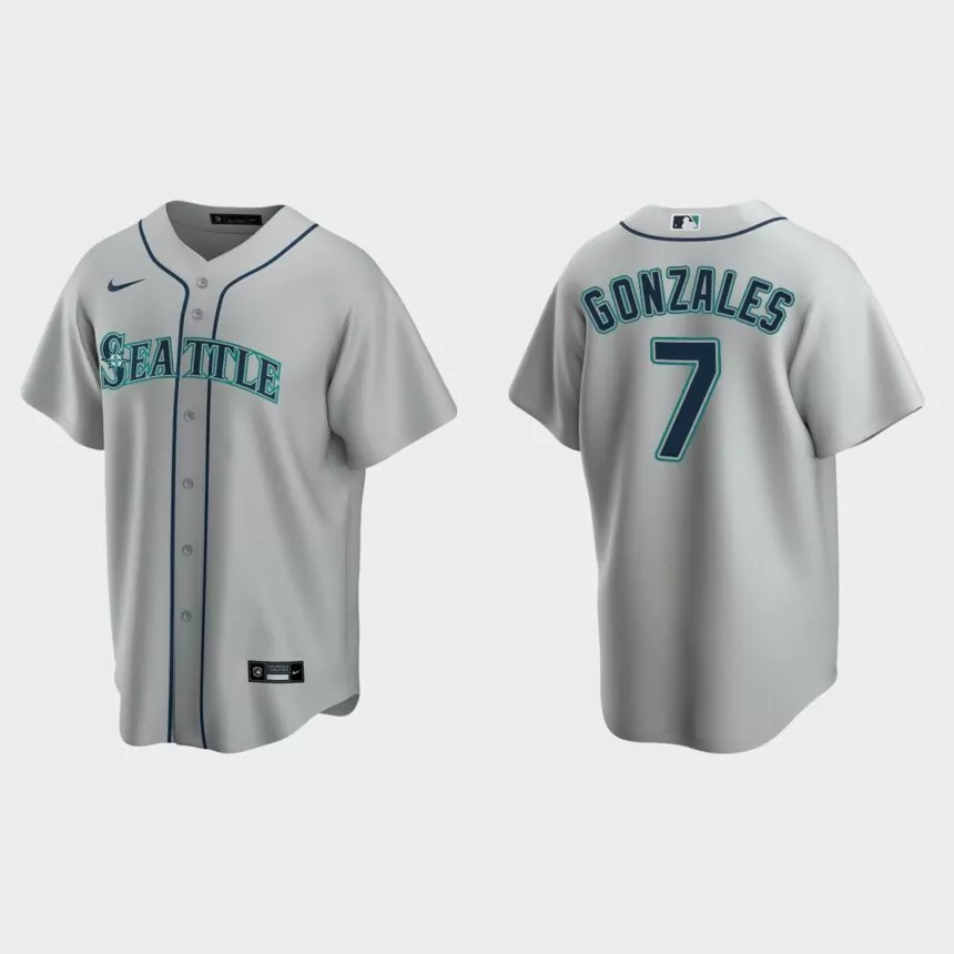 Men’s Marco Gonzales #7 Seattle Mariners Road Replica Jersey – Gray