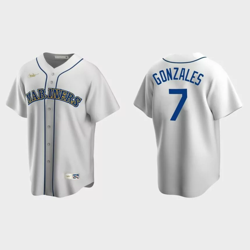 Men’s Marco Gonzales Seattle Mariners Cooperstown Collection Home Jersey – White