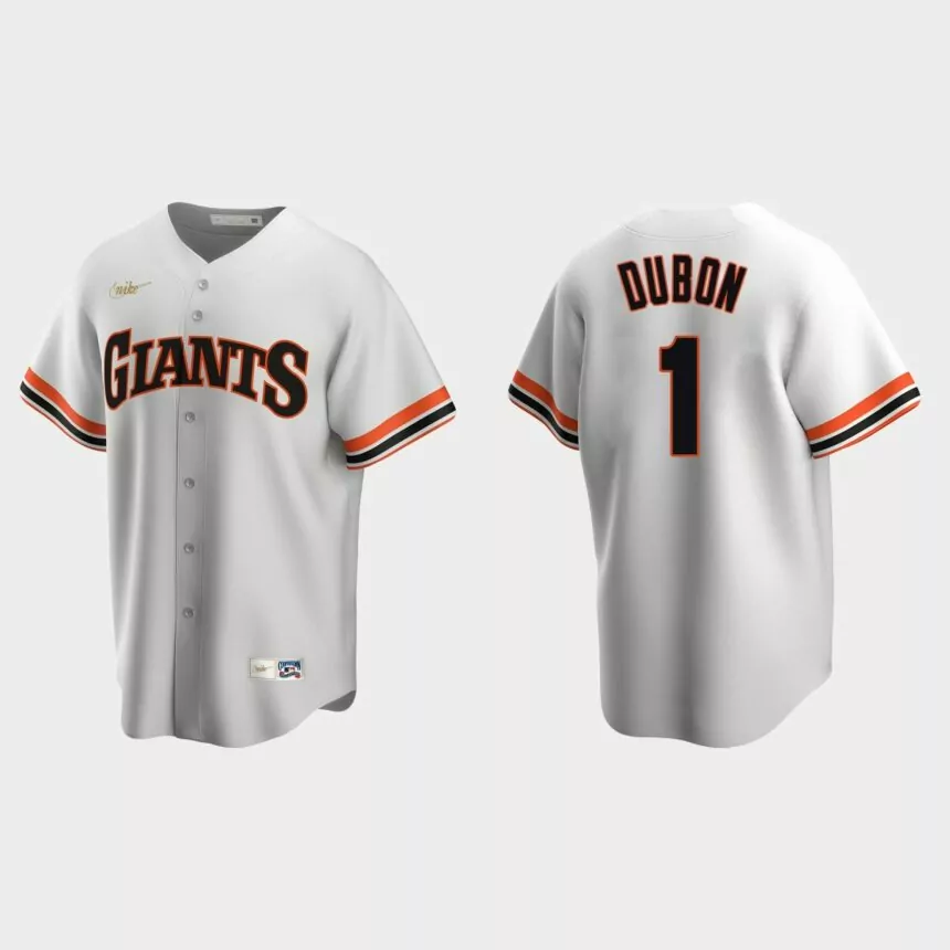 Men’s Mauricio Dubon #1 San Francisco Giants Cooperstown Collection Home Jersey – White