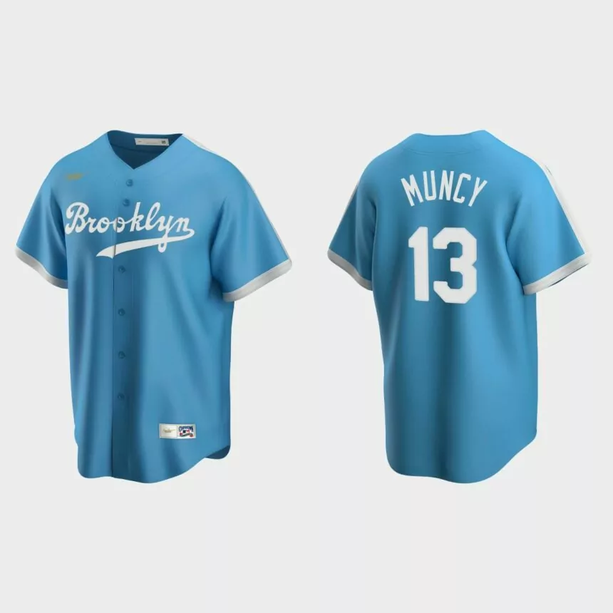 Men’s Max Muncy Los Angeles Dodgers Cooperstown Collection Alternate Jersey – Light Blue
