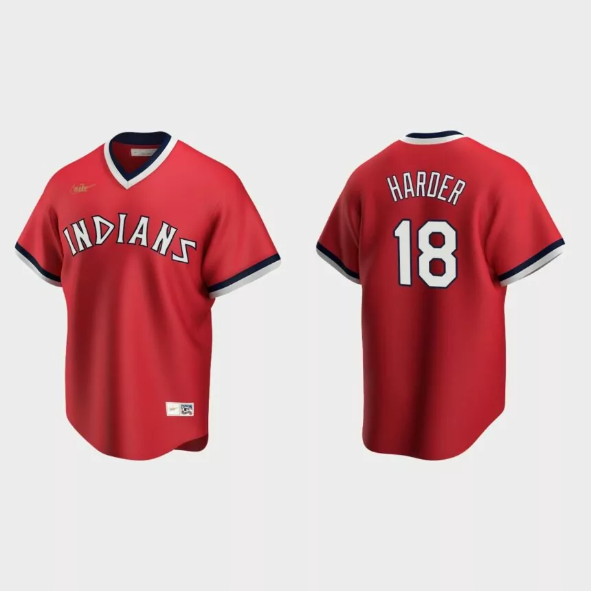 Men’s Mel Harder #18 Cleveland Indians Cooperstown Collection Road Jersey – Red