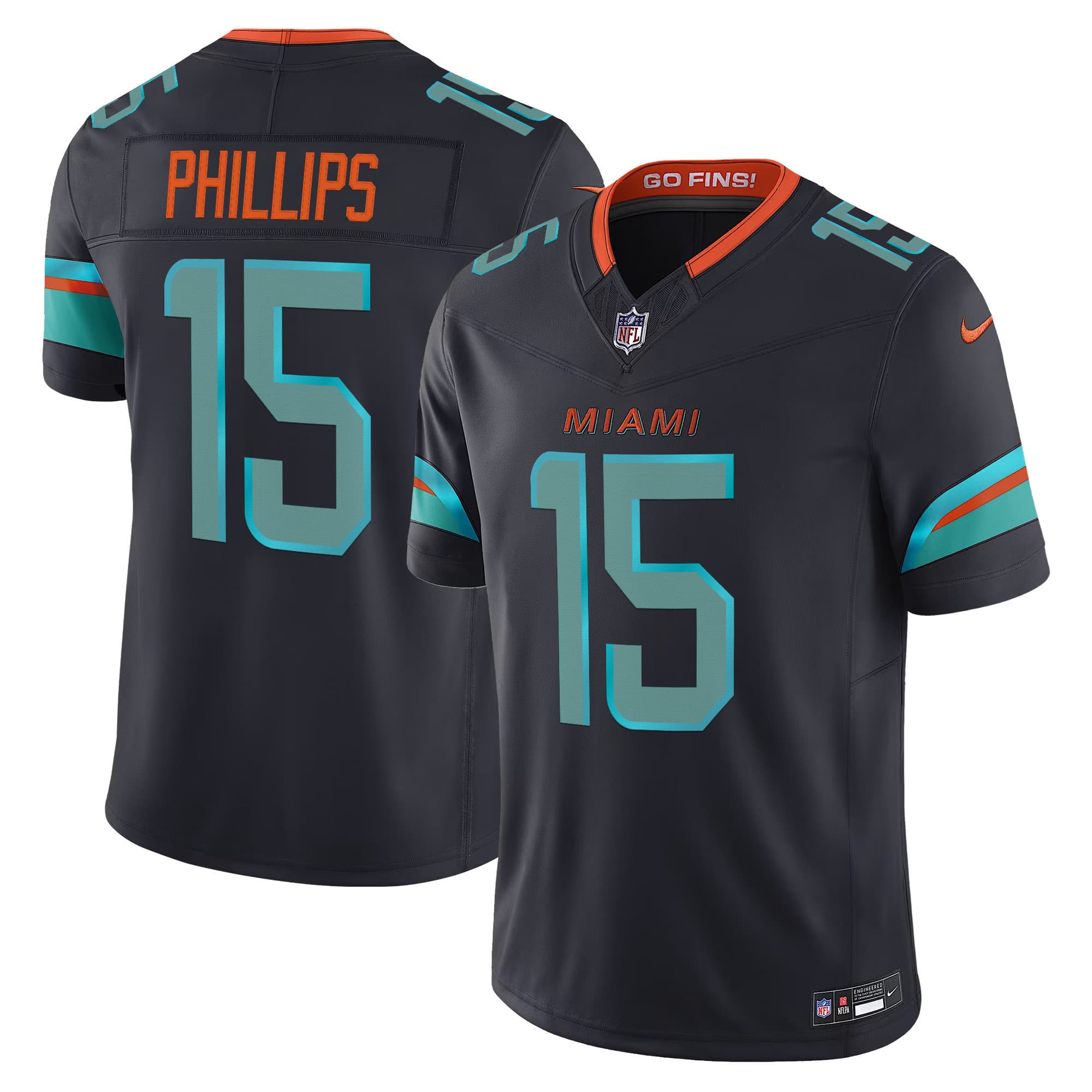 Men’s Miami Dolphins 2025 “Rivalries” Vapor Limited Jersey – All Stitched Jaelan  Phillips