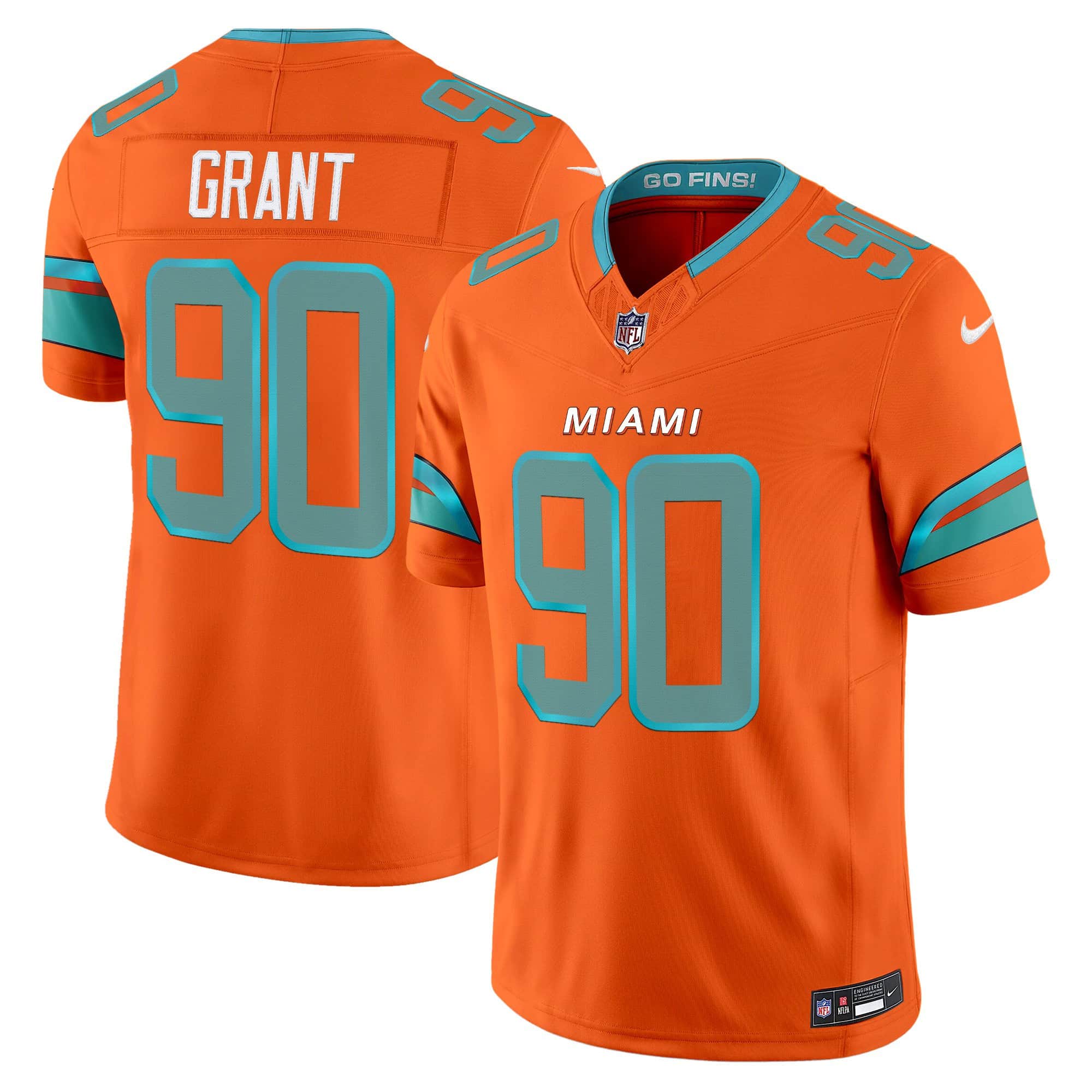 Men’s Miami Dolphins 2025 “Rivalries” Vapor Limited Jersey – All Stitched Kenneth Grant 90