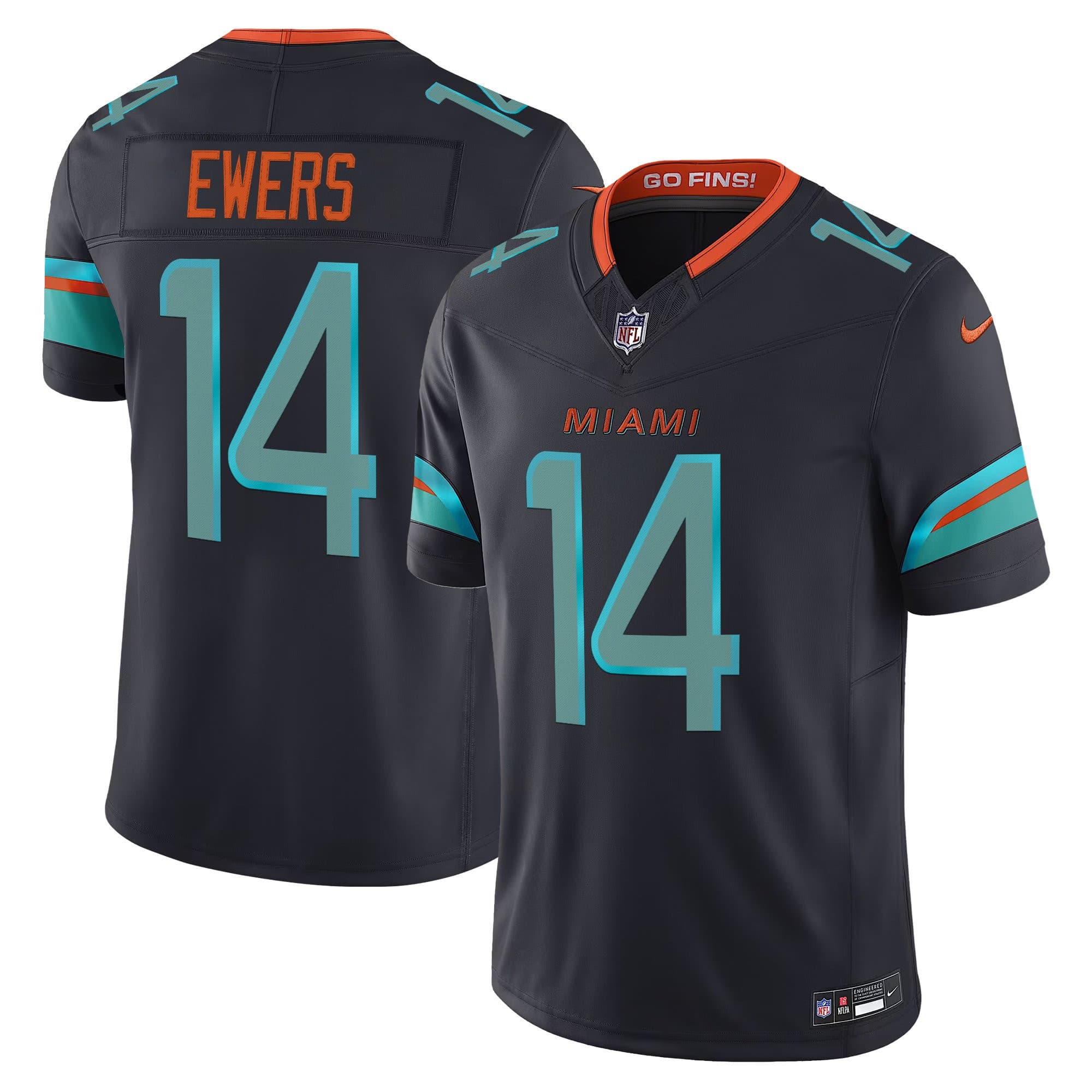Men’s Miami Dolphins 2025 “Rivalries” Vapor Limited Jersey – All Stitched Quinn Ewers 14