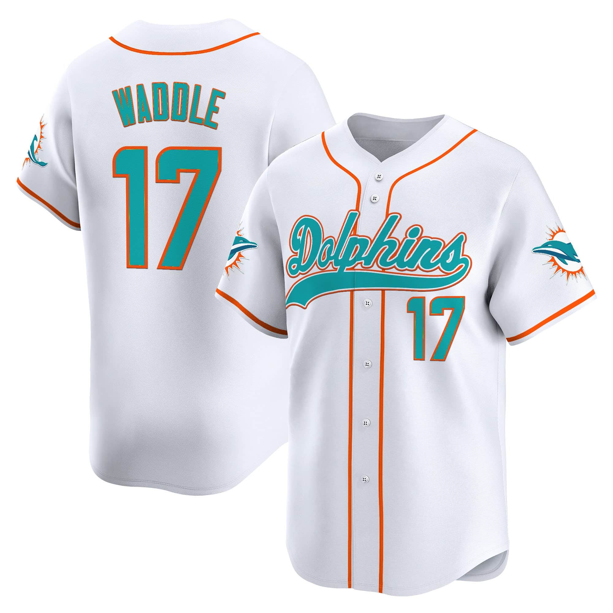 Men’s Miami Dolphins 2025 Vapor Baseball Jersey – All Stitched Jaylen Waddle     17