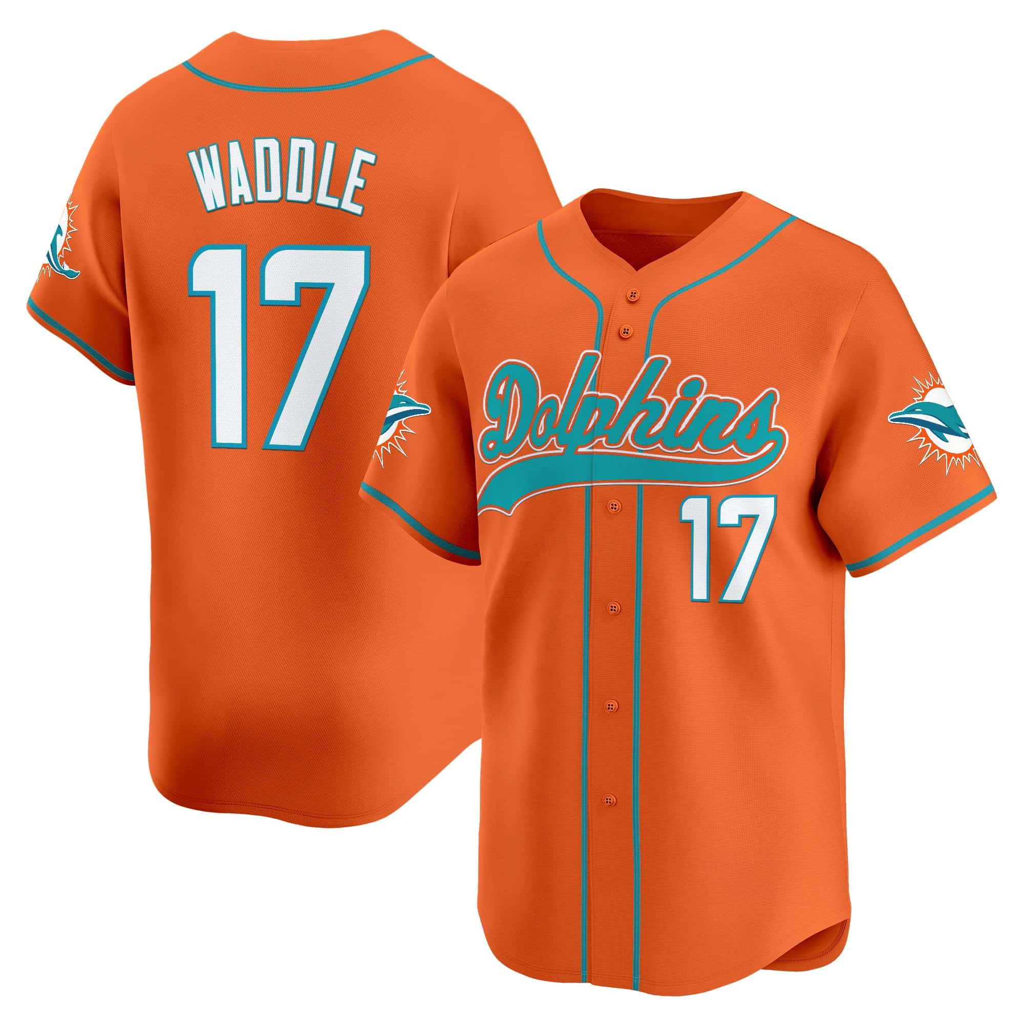 Men’s Miami Dolphins 2025 Vapor Baseball Jersey – All Stitched Jaylen Waddle    17