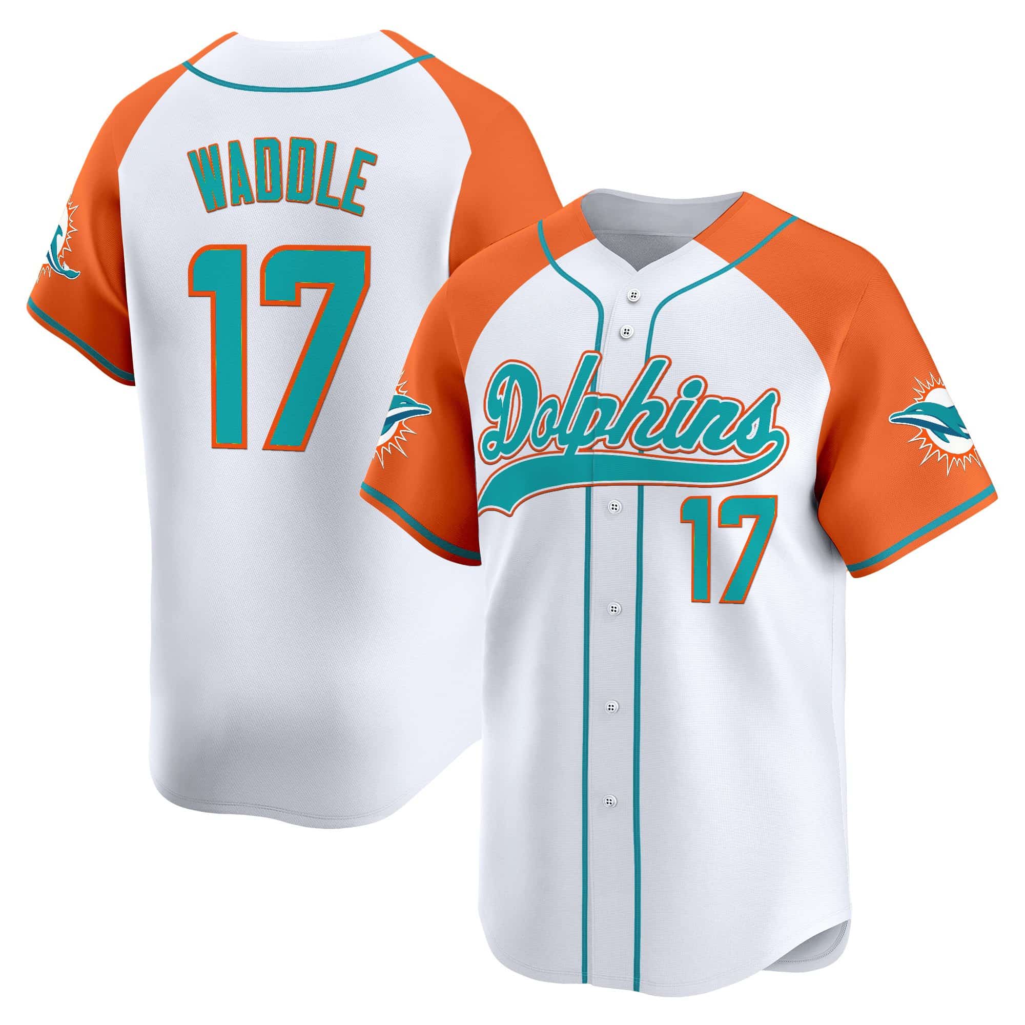 Men’s Miami Dolphins 2025 Vapor Baseball Jersey – All Stitched Jaylen Waddle17