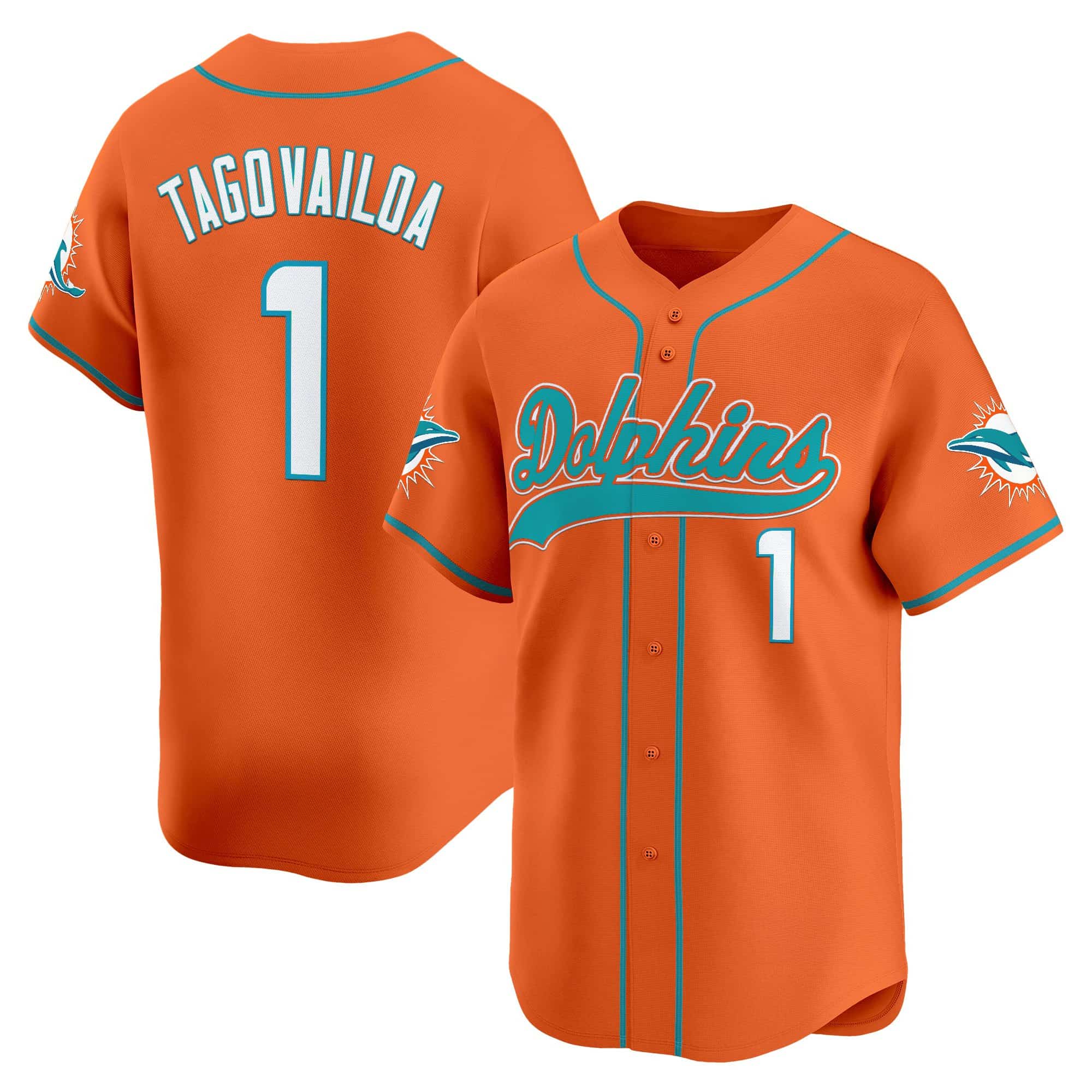 Men’s Miami Dolphins 2025 Vapor Baseball Jersey – All Stitched Tua Tagovailoa   1