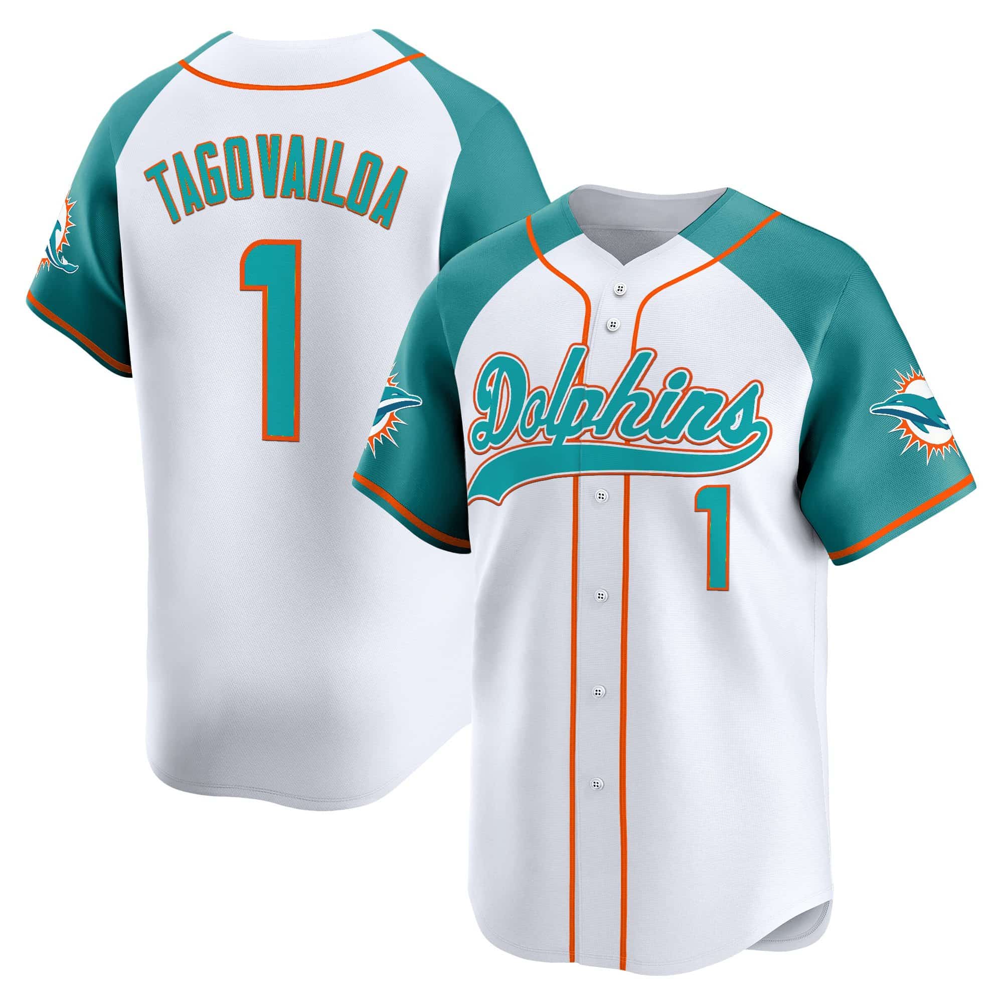 Men’s Miami Dolphins 2025 Vapor Baseball Jersey – All Stitched Tua Tagovailoa 1