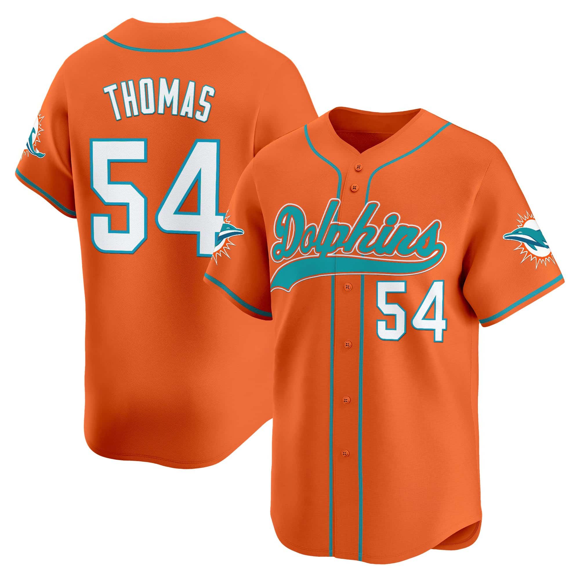 Men’s Miami Dolphins 2025 Vapor Baseball Jersey – All Stitched Zach Thomas     54