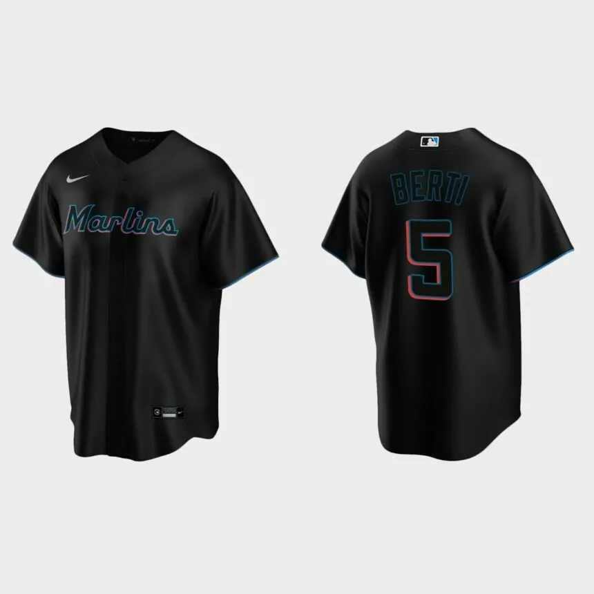 Men’s Miami Marlins Jon Berti Alternate Replica Jersey – Black
