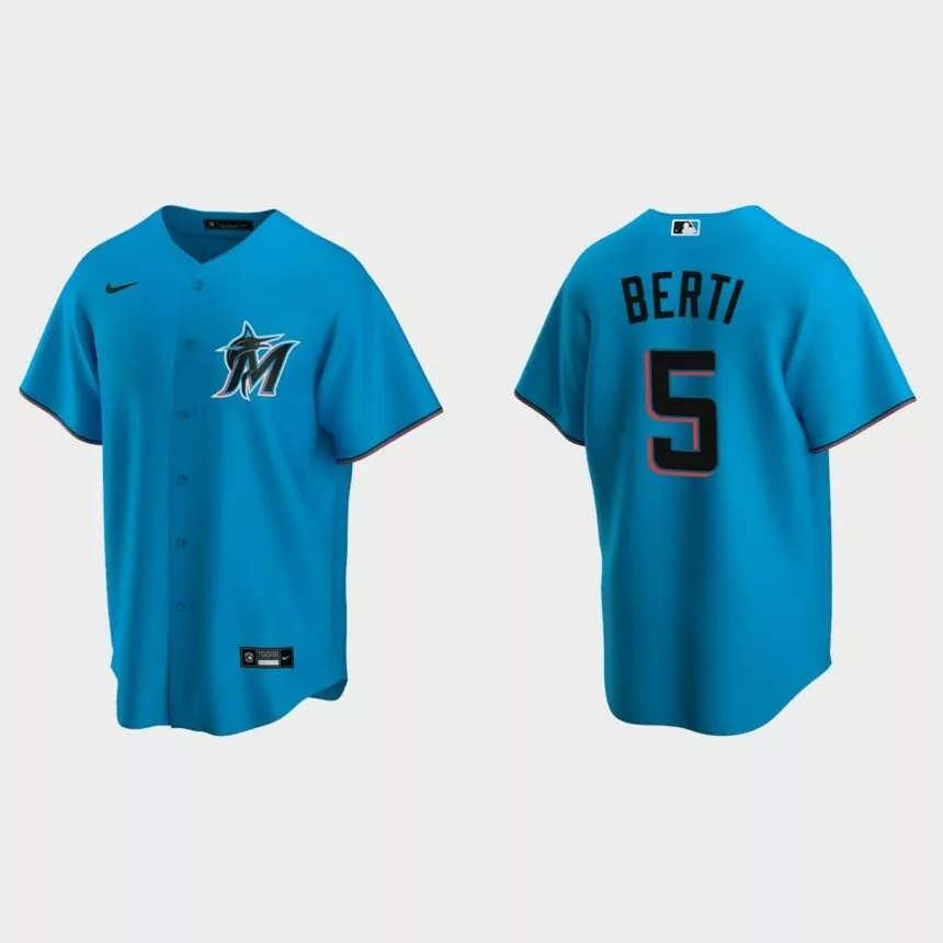 Men’s Miami Marlins Jon Berti Alternate Replica Jersey – Blue