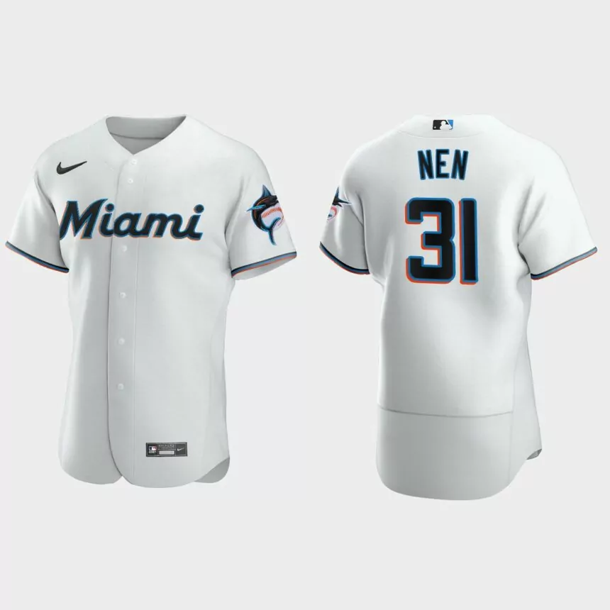 Men’s Miami Marlins Robb Nen White Authentic Retired Player Jersey