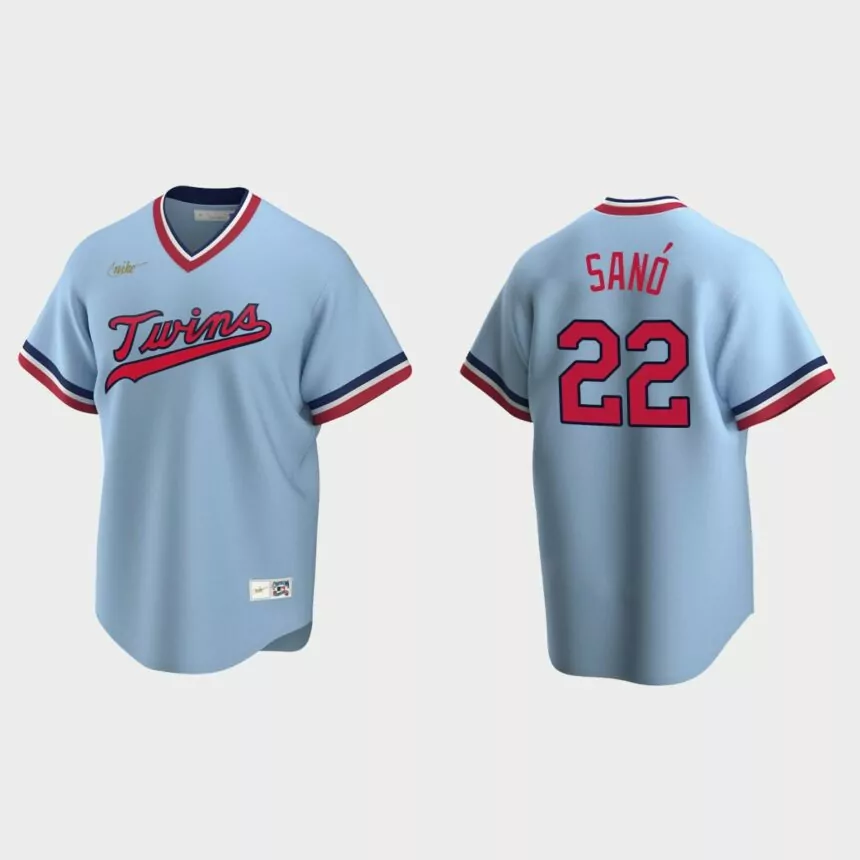 Men’s Miguel Sano #22 Minnesota Twins Cooperstown Collection Road Jersey – Light Blue