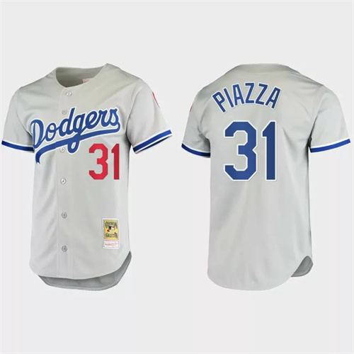 Men’s Mike Piazza Brooklyn Dodgers Cooperstown Collection Authentic Jersey – Gray.jpg