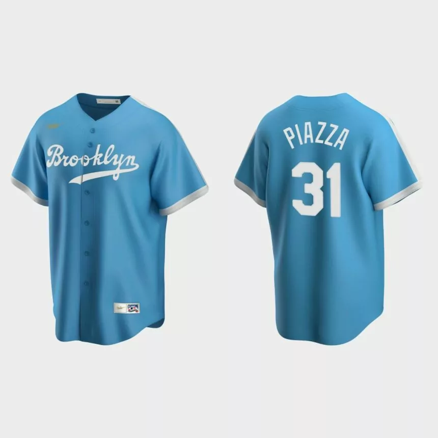 Men’s Mike Piazza Los Angeles Dodgers Cooperstown Collection Alternate Jersey – Light Blue