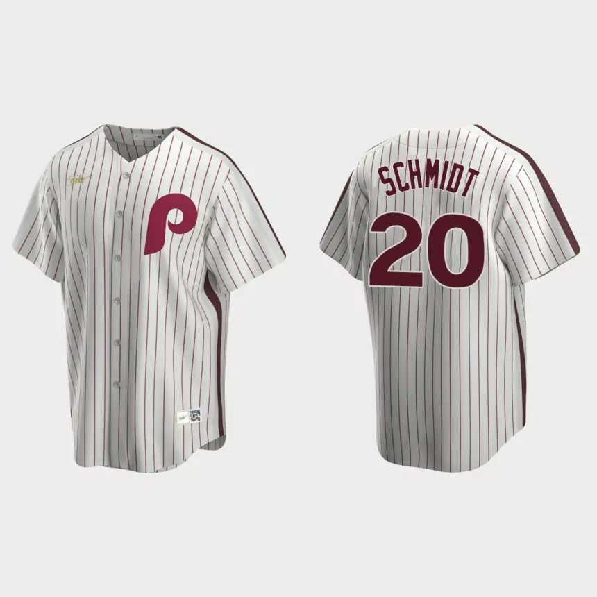 Men’s Mike Schmidt #20 Philadelphia Phillies Cooperstown Collection Home Jersey – White